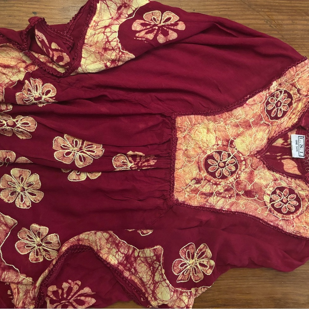 Red Floral Embroidered Top